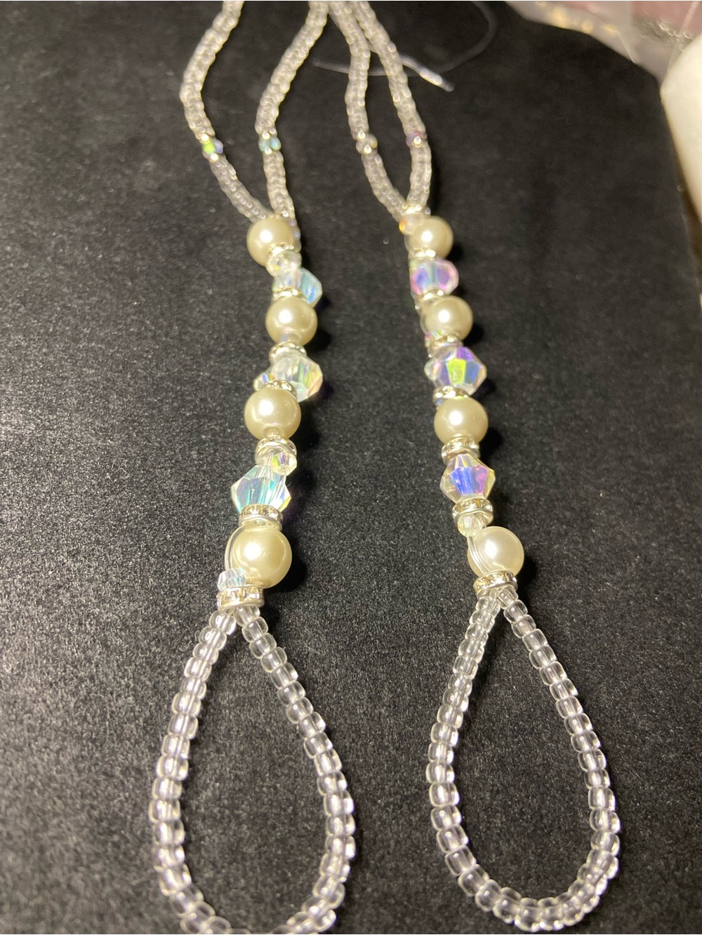 Pearl and Crystal Beaded barefoot sandals Pearls and Crystals